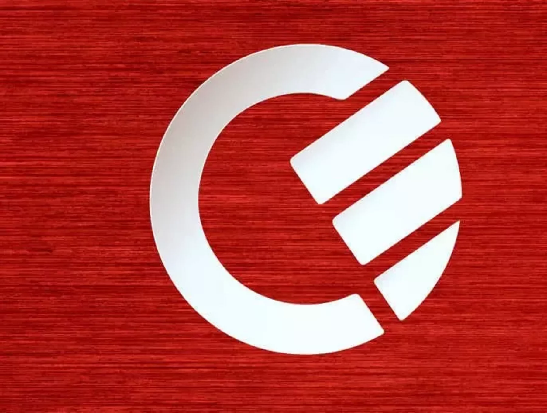 red logo with a curve
