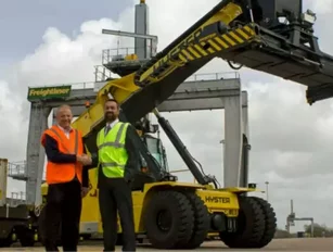 Frieghtliner's forklift savings with Hyster reach truck and Brigg's Equipment
