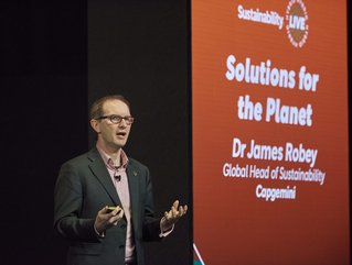 Dr James Robey, Global Head of Sustainability at Capgemini speaks at Sustainability LIVE. Credit | BizClik Media