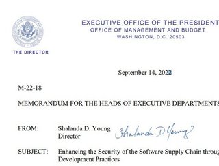 The memo, signed by OMB Director Shalanda Young, is headlined ‘Enhancing the Security of the Software Supply Chain through Secure Software Development Practices’.