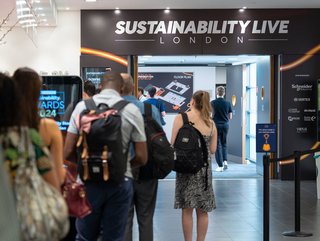 Queues out of the at the entrance to Sustainability LIVE London 2023 where green energy and electrification are a couple of the key topics