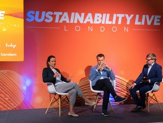 Hannah Brown, Chief of Staff for Formula E, and Miguel Valldecabres Polop on stage at Sustainability LIVE London