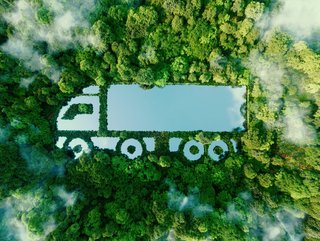 Image of forest with a gap shaped like a truck