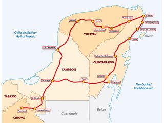 Planned route of Tren Maya in Mexico, which is expected to be in operation in early 2024.