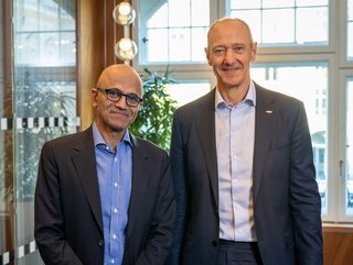Satya Nadella (left), Chairman and CEO at Microsoft, with Roland Busch, CEO at Siemens. Picture: Microsoft