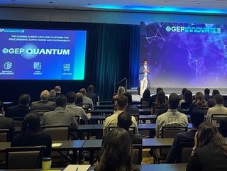 Subhash Makhija welcoming clients to GEP INNOVATE 2023, and announcing the launch of GEP QUANTUM (Credit: GEP)