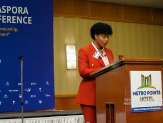 Vickie Remoe makes opening address at the Sierra Leone Diaspora Investment Conference