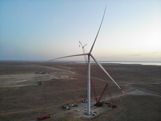The first wind turbine at the Bash wind farm is the largest in Central Asia.