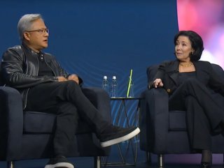 Oracle CEO Safra Catz speaks to Nvidia CEO and founder Jensen Huang at Oracle CloudWorld