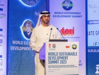 Dr Sultan Al Jaber, President designate of the upcoming COP28, speaking at WSDS in New Delhi